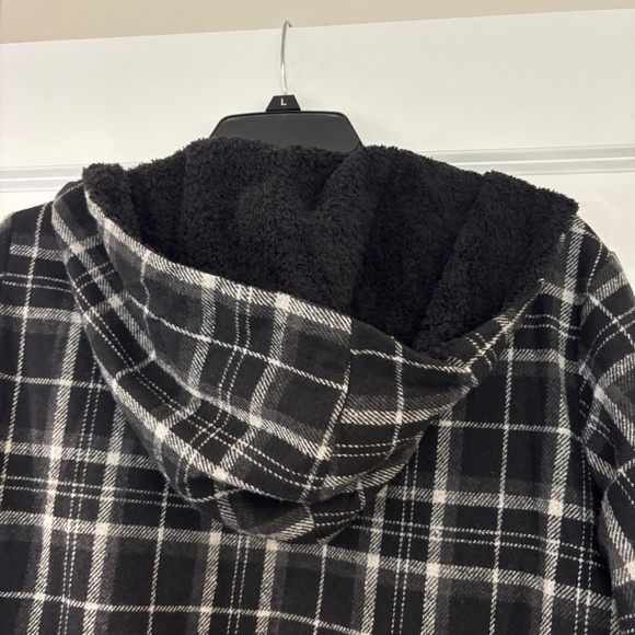 Amazon Dokotoo Womens Plaid Shacket Jacket Long Sleeve Button Down Fleece Hooded - Picture 9 of 9